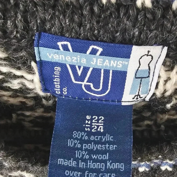 Vintage Venezia Jeans Black Print Knit Sweater 22/24 NWT - Picture 5 of 6